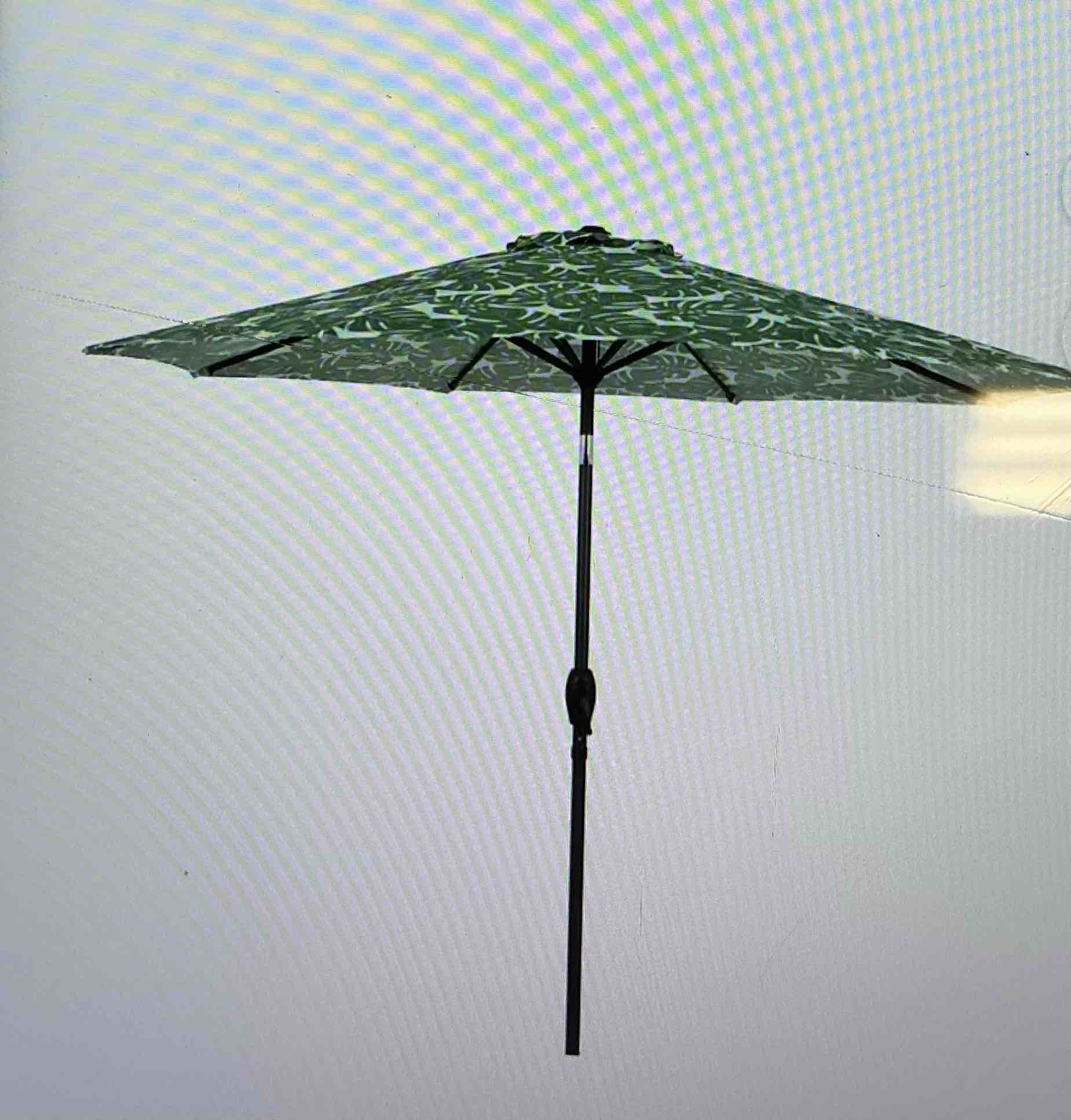 ( incomplete Without the leg ) Mainstays 9' Monstera Crank Lift and  3 Position Reclining Patio