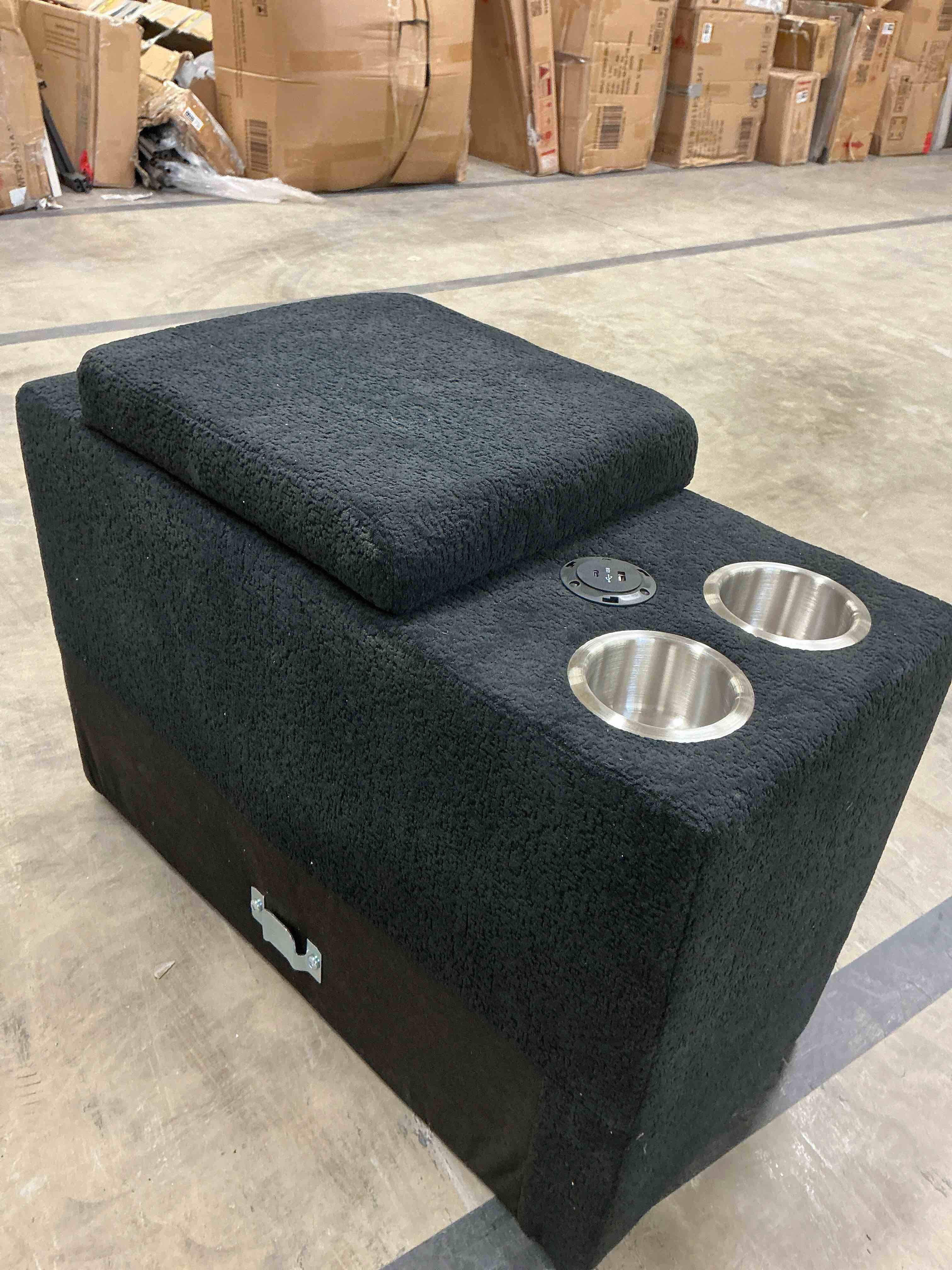 Modular storage console upholstered, black color (part of a single)