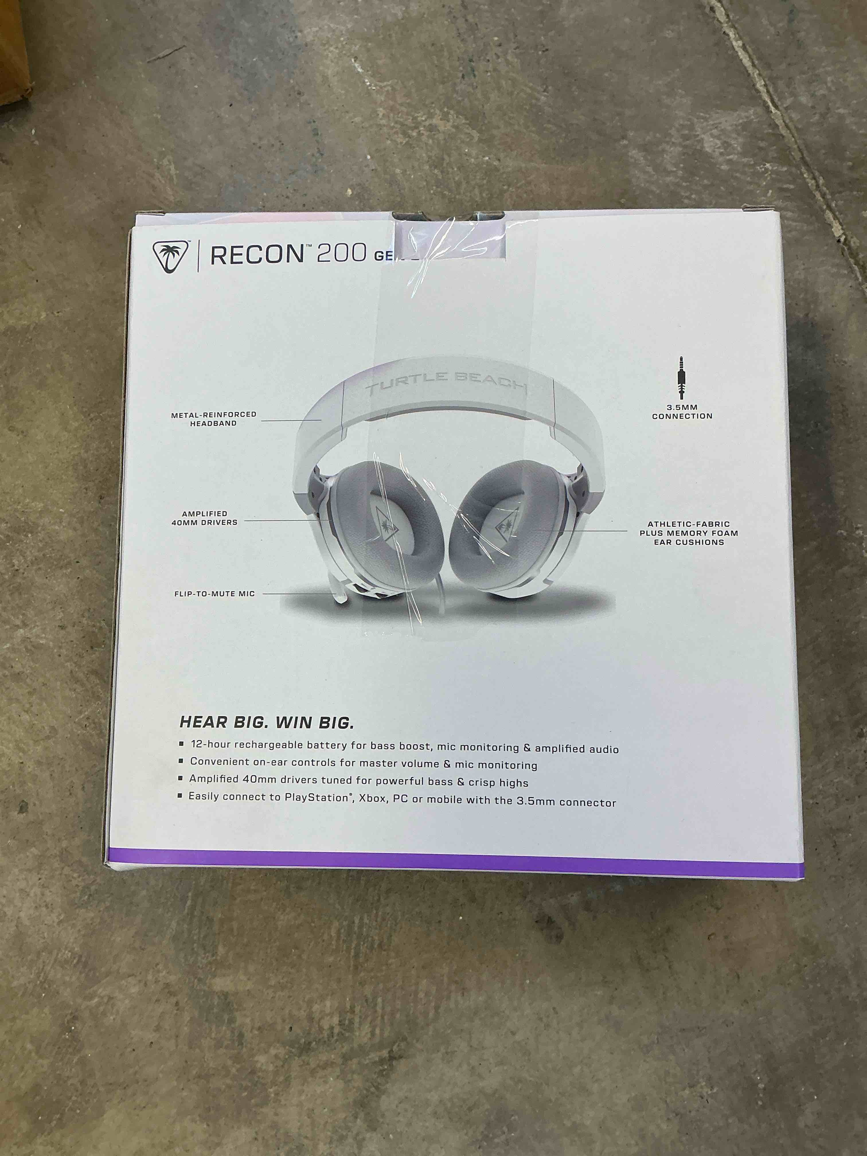 ( pick up cage) Turtle Beach Recon 200 Gen 2 Powered Gaming Headset - Xbox Series X, Xbox Series S & Xbox One, PS5, PS4, Mobile & PC with 3.5mm - Bass Boost, Memory Foam, White