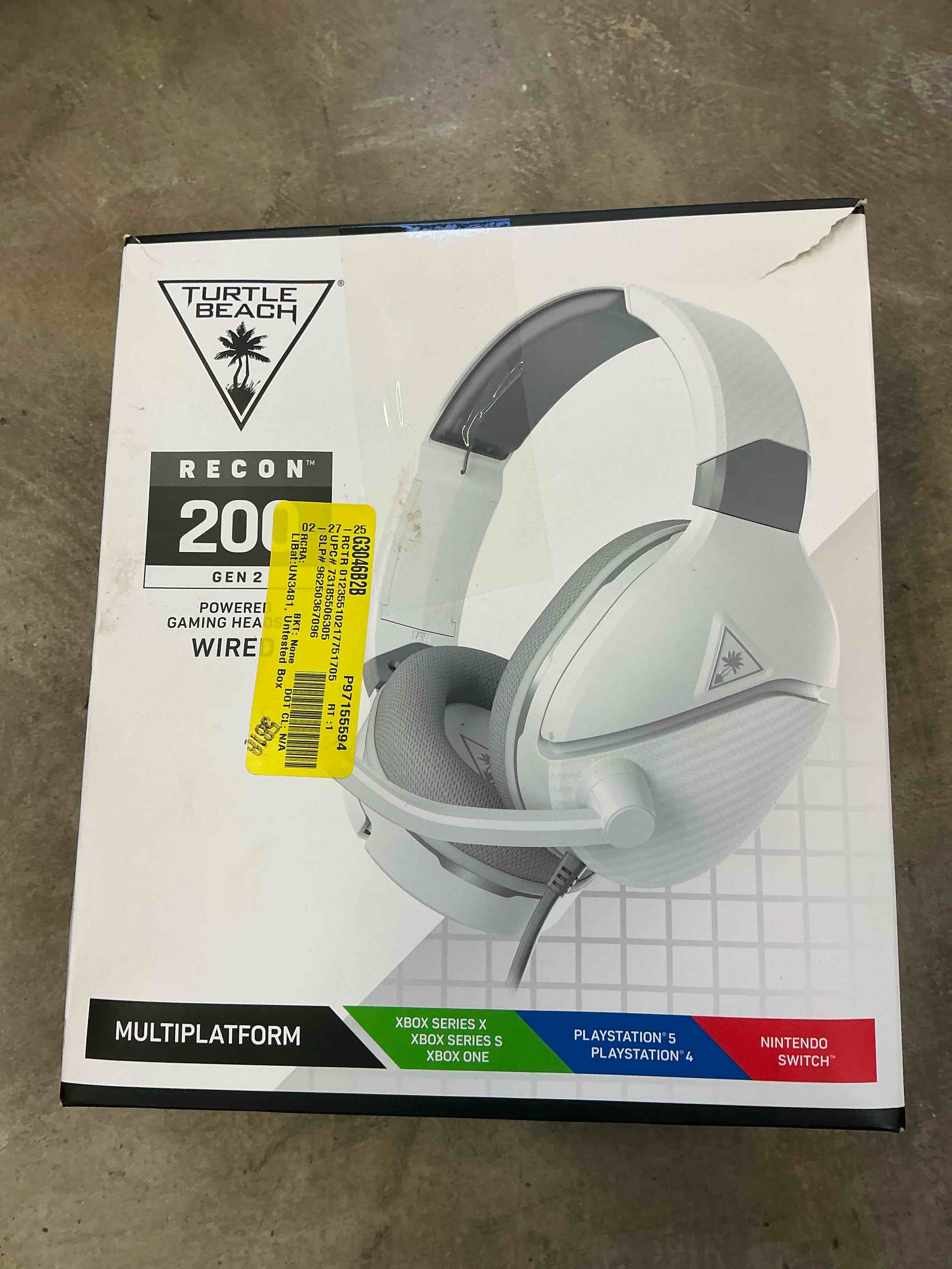 ( pick up cage) Turtle Beach Recon 200 Gen 2 Powered Gaming Headset - Xbox Series X, Xbox Series S & Xbox One, PS5, PS4, Mobile & PC with 3.5mm - Bass Boost, Memory Foam, White