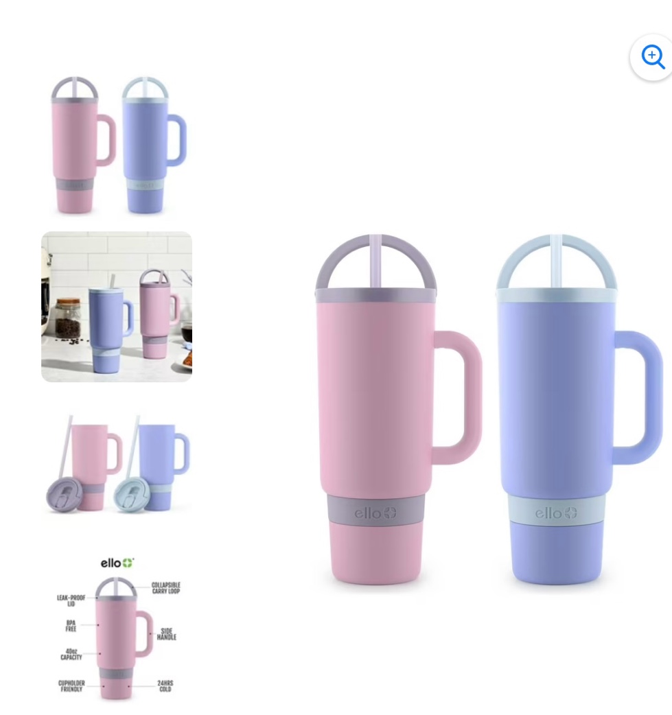 Ello Port 40-oz. Stainless Steel Tumbler with Handle, 2-Pack, Assorted Colors