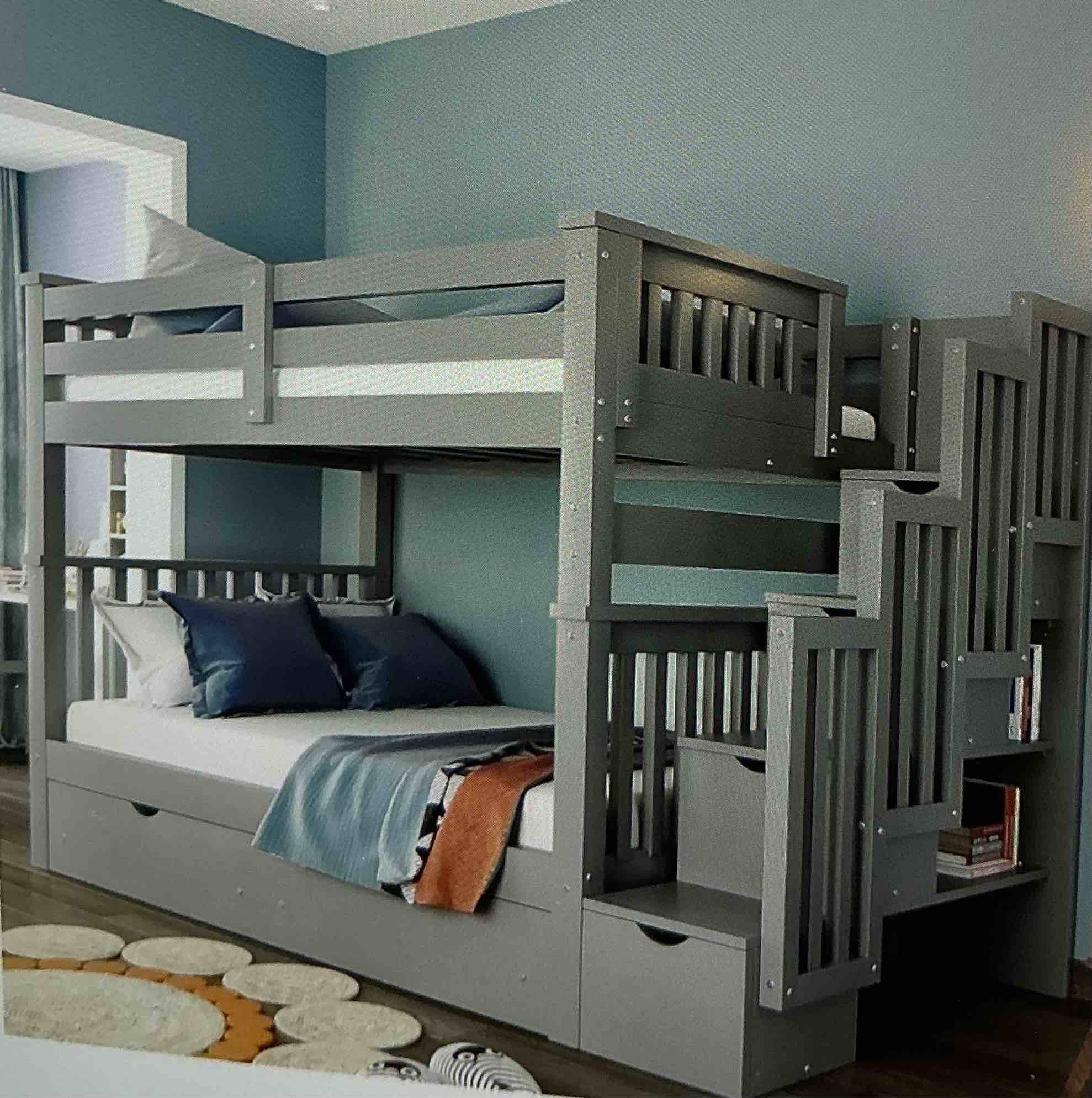 1 bed set full size gray and white color (2 boxes to pick up)