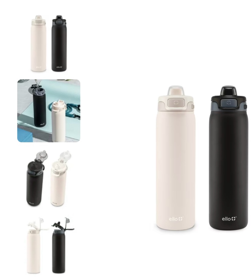 Ello Pop & Fill 22oz. Stainless Steel Water Bottle with Leak Proof Locking Lid, 2-Pack