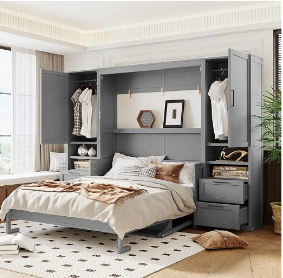 1 set of Queen size bed gray color (3 boxes to pick up)