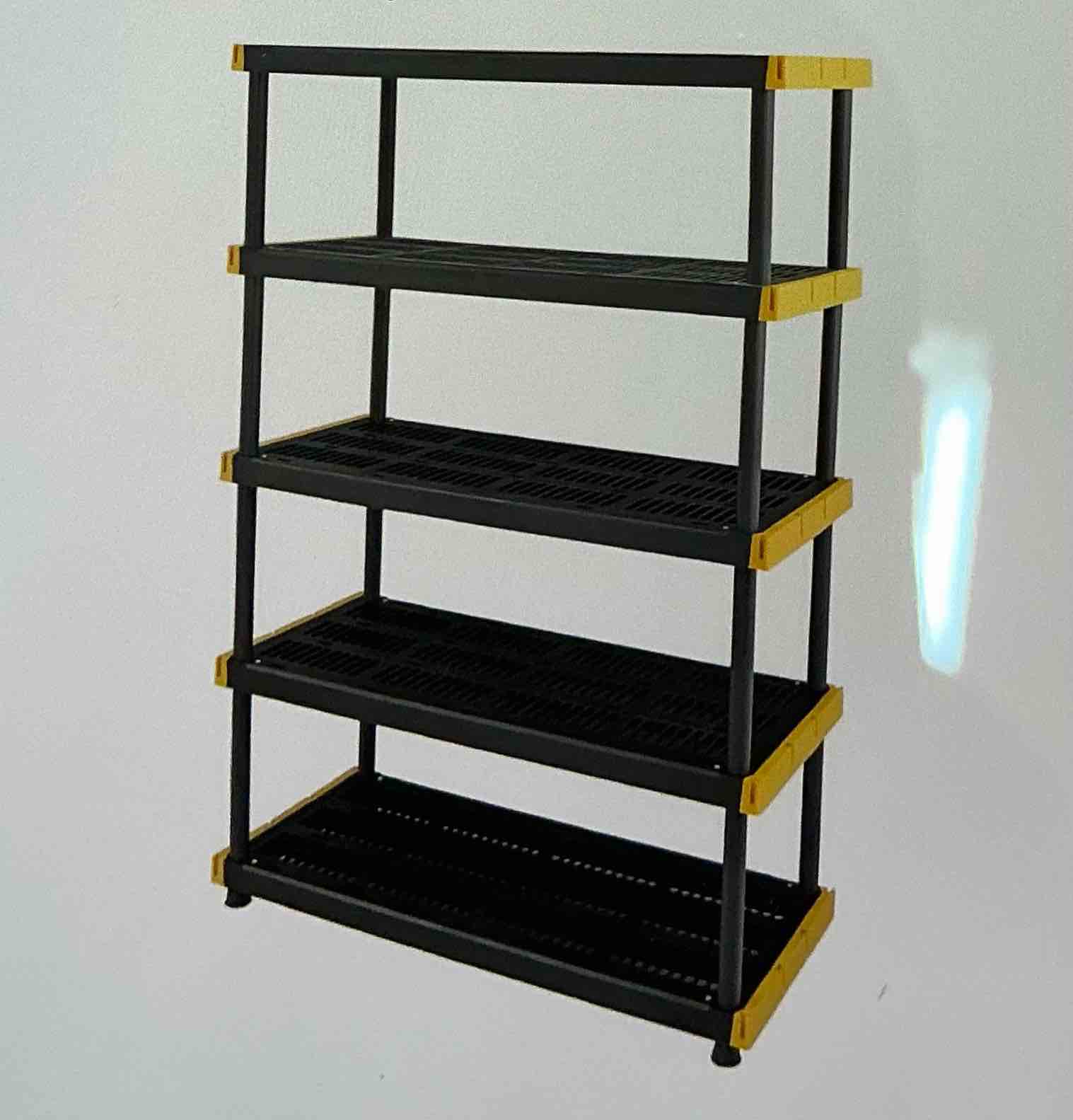 CX Black & Yellow® , plastic storage shelf 5-level resistant, 200 pounds/shelf (72 inches high x 48 inches wide x 20 inches deep), for organization