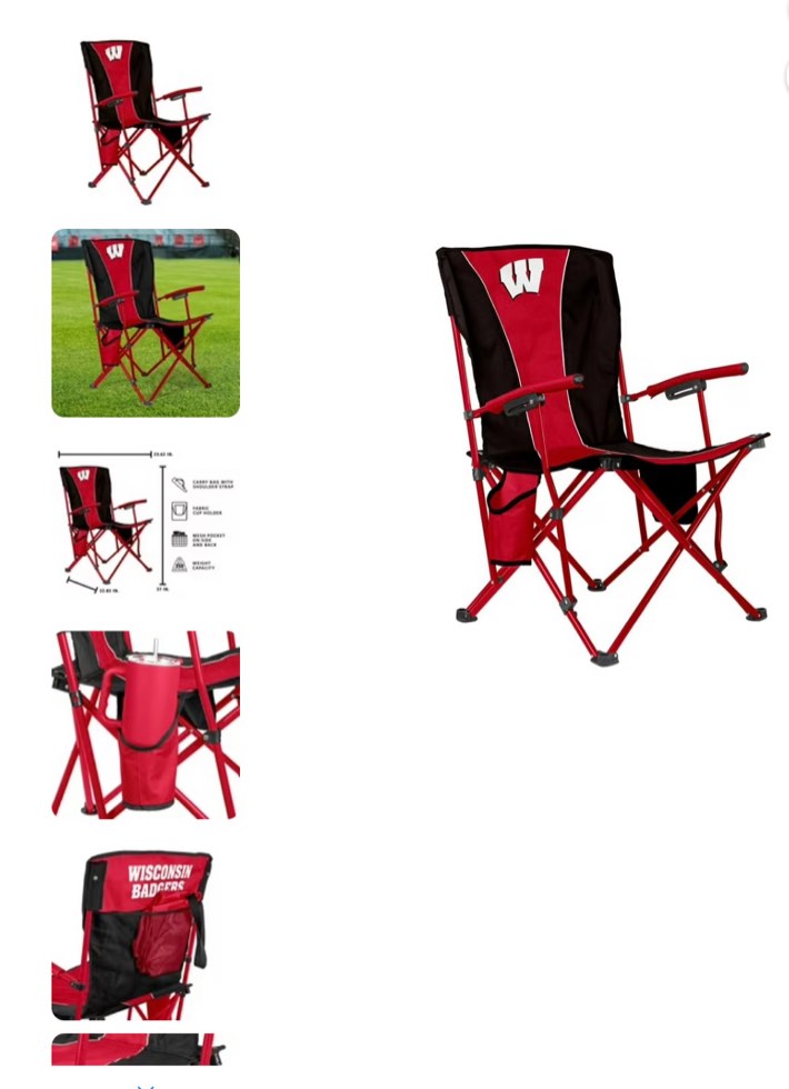 Logo Brands Wisconsin Badgers Hard Arm Chair