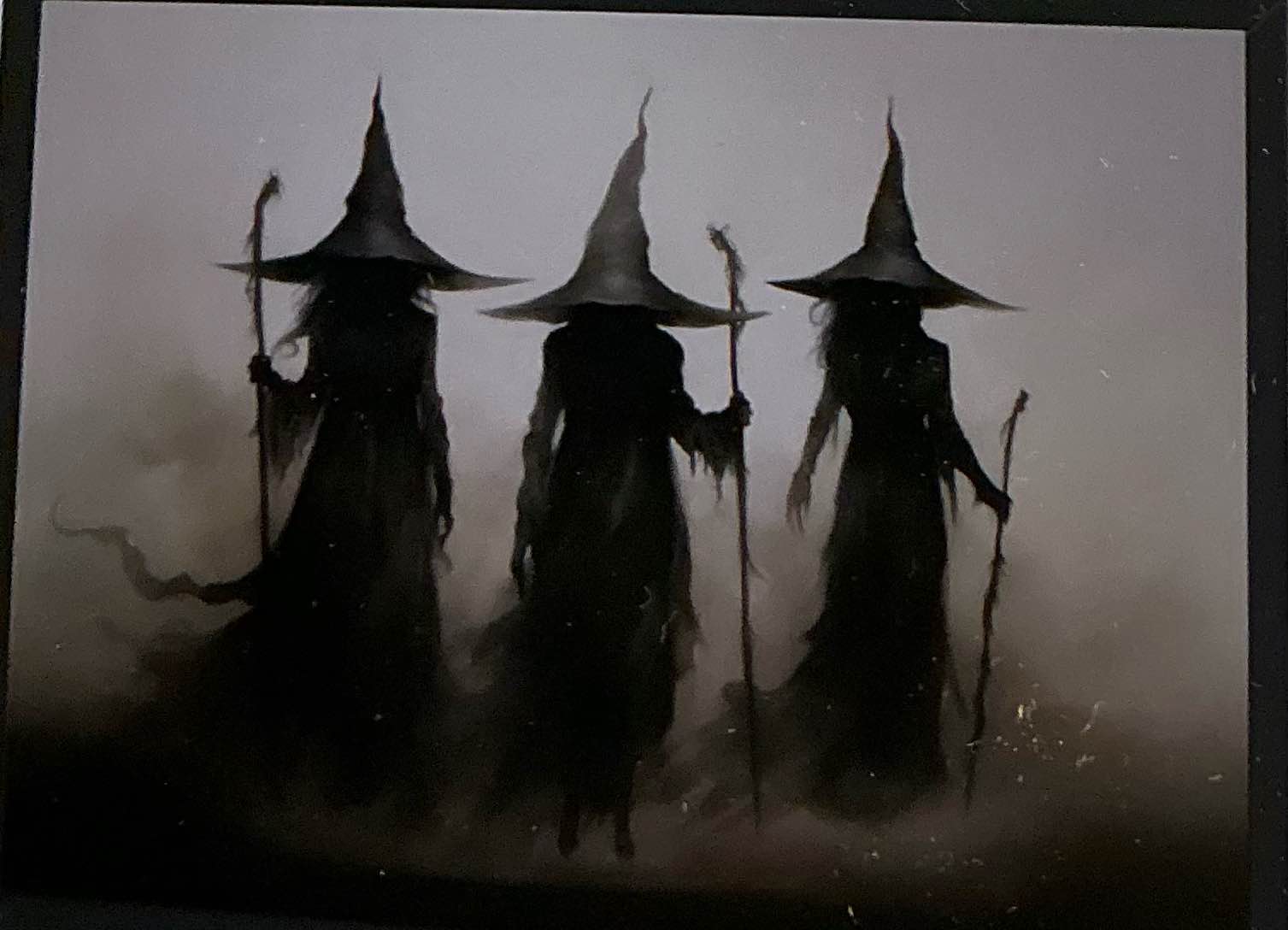 Brand: Generic 4.7* Vintage Halloween canvas, creepy witch wall art, three witches wall decor, rustic retro posters, horror witch aesthetic decor for farm room, 8 x 12