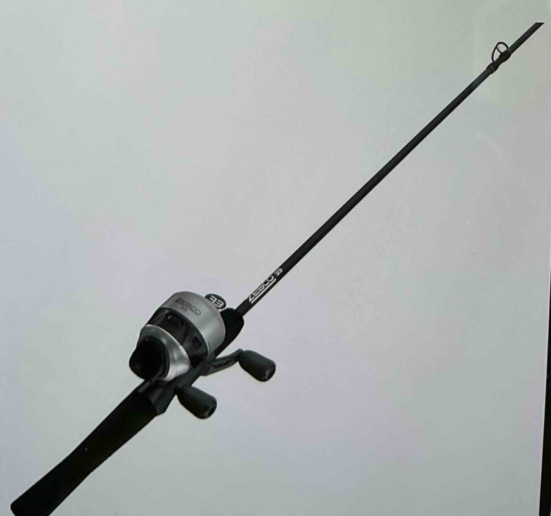 Zebco 33 Spincast Reel and Fishing Rod Combo, 6-Foot 2-Piece Fiberglass Rod with EVA Handle, Quickset Anti-Reverse Fishing Reel with Bite Alert