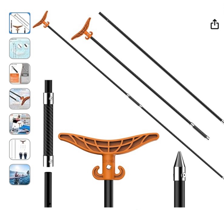8.63' Shallow Water Anchor Pole with T-Handle, High Strength Fiberglass Reinforced Polyamide66, Mud Anchor Pole for Boat, Fishing Kayak (Gloves Included)