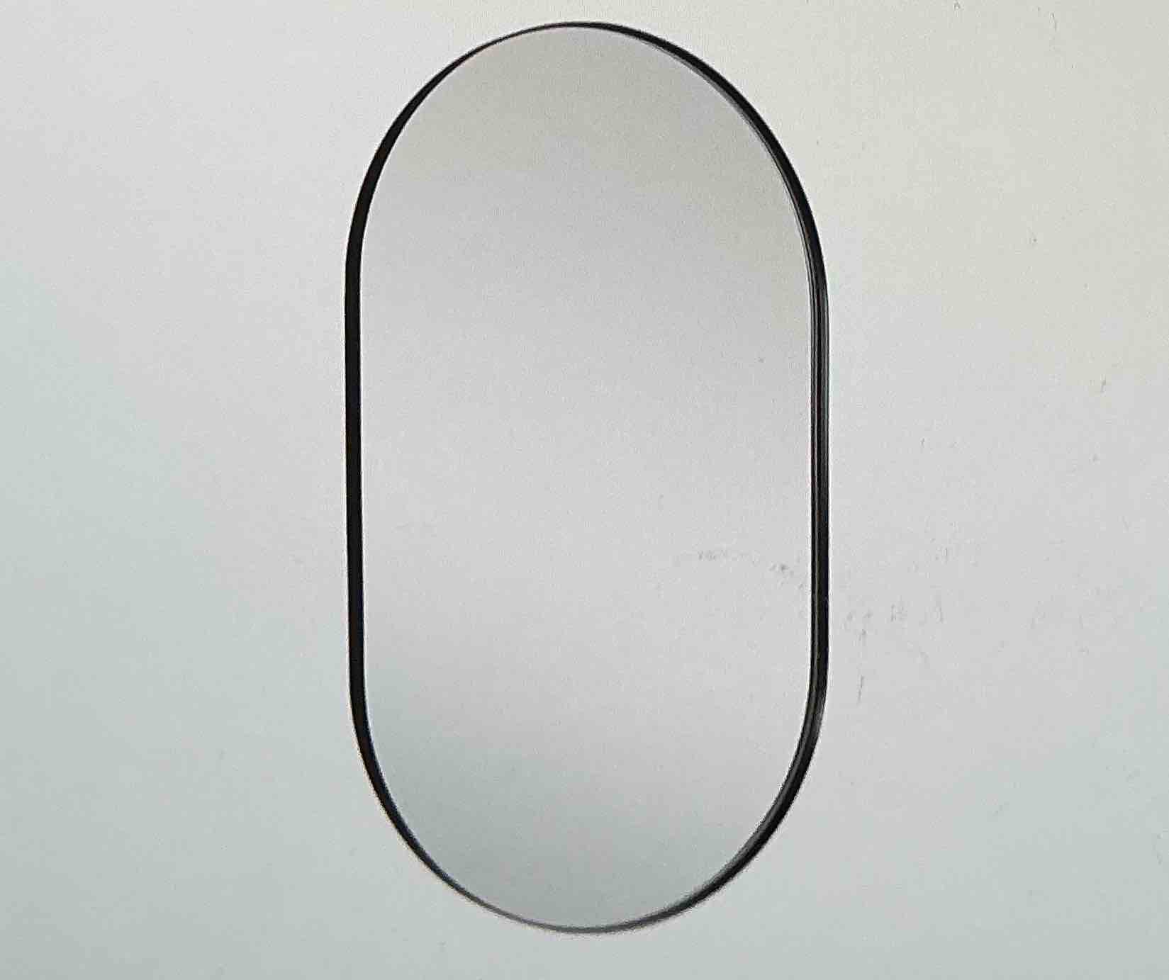 ANDY STAR Black bathroom mirror, 20.0 x 33.0 x 1.0 in oval with rectangular edge with stainless steel metal frame for horizontal or vertical hanging