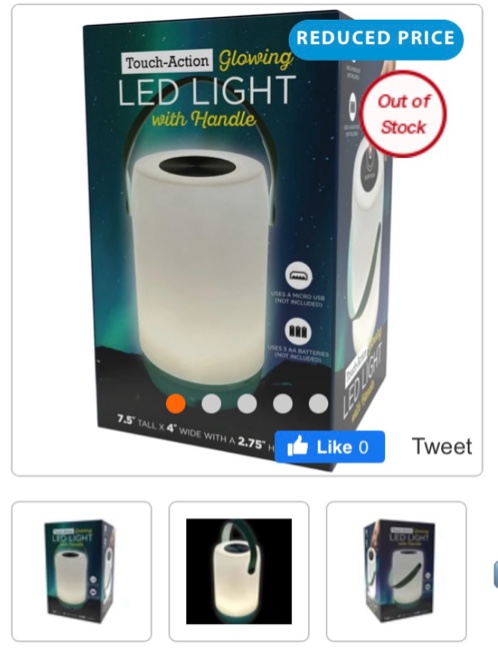 AJ115 Touch-Action Glowing LED Light with Handle - only one 