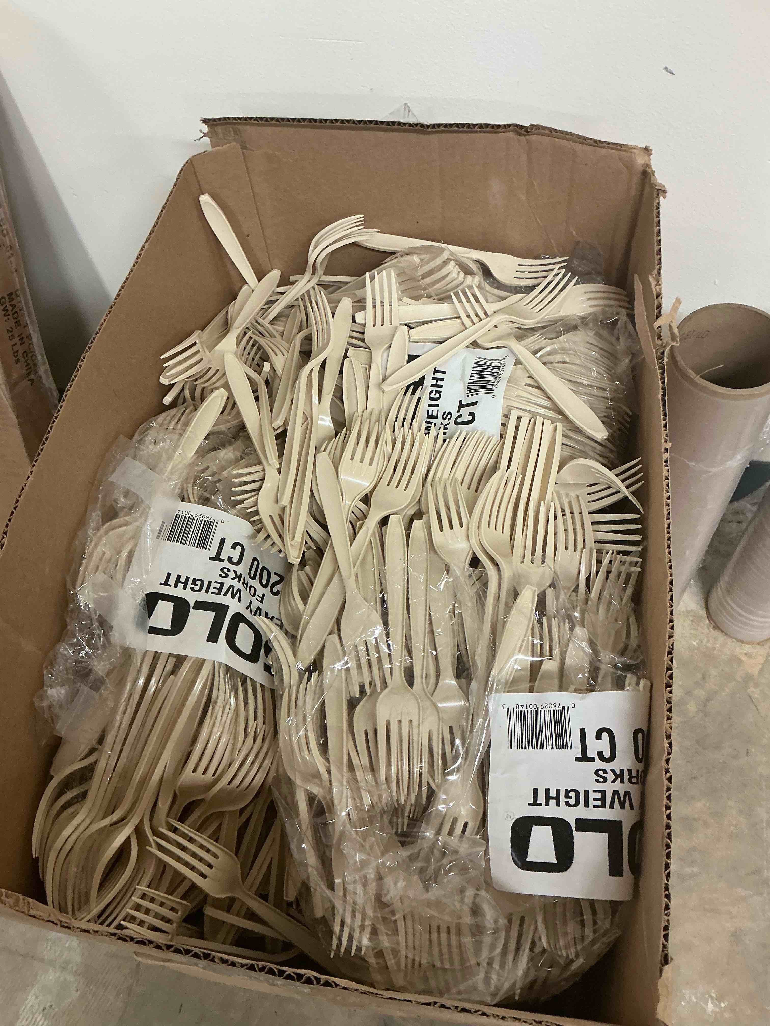 disposable cutlery box, beige color