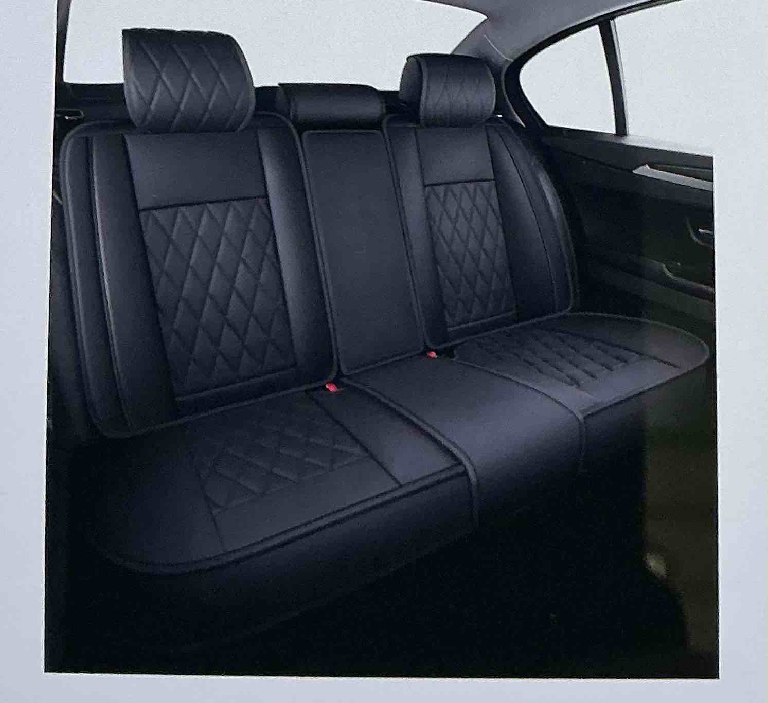 Aierxuan - Waterproof leather rear seat covers, universal fit, compatible with Honda, Toyota, Ford, Kia, Hyundai, Jeep, VW, Audi, Benz, Chevy Nissan, Split Bench 60/40 or 50/50 (rear seat/black)