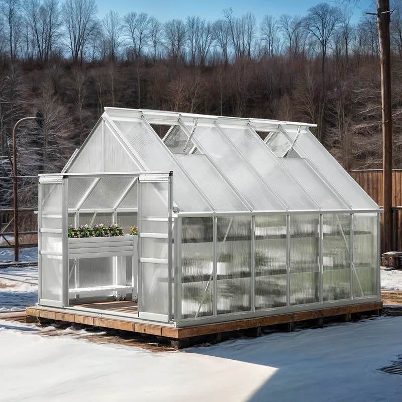 YITAHOME 8 x 12 ft Polycarbonate Greenhouse with Sliding Doors and Adjustable Roof Vents