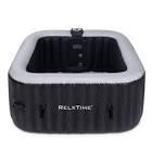 RELXTIME 2-3 PERSON SQUARE INFLATABLE HOT TUB 120 MASSAGING AIR JETS BLACK LAMINATED CLASSIC SPA - HS004