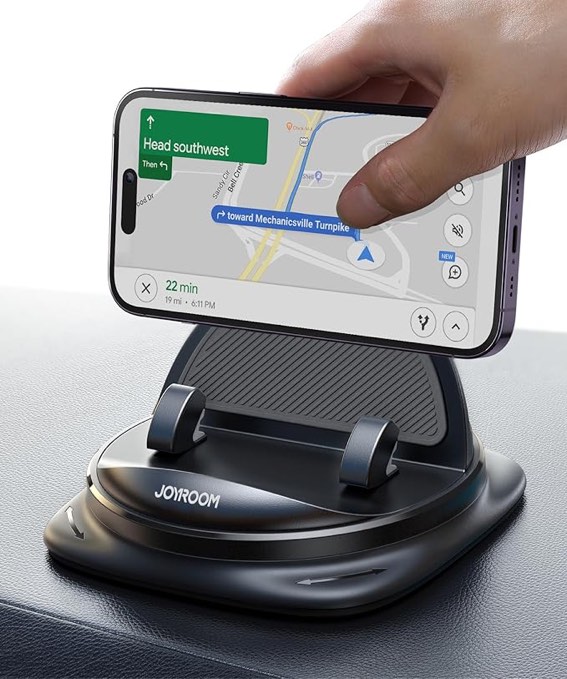 JOYROOM Phone Holders for Your Car, [Adjustable Spring Design] Car Phone Holder Mount, 360° Rotatable Cell Phone Car Mount, Dashboard Cell Phone Holder for iPhone 16 pro Samsung S25 All 4-7" Phones