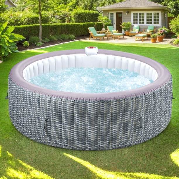 SEGMART 4-6 Person Inflatable Hot Tub Spa with 130 Jets, 82" Outdoor Spa Blow Up Hottub, Outdoor Portable Hottub with Insulated Cover, Floor Protector