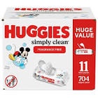 Huggies Simply Clean Unscented Baby Wipes 11 Flip-Top Packs (704ct)