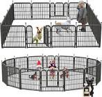 Dog Playpen Outdoor/Indoor,24" Height 16 Panels Dog Fence,Dog Pen with Anti-Rust Coating for Medium/Small Dogs, Puppy, Portable Pet Playpen for Yard, RV, Camping