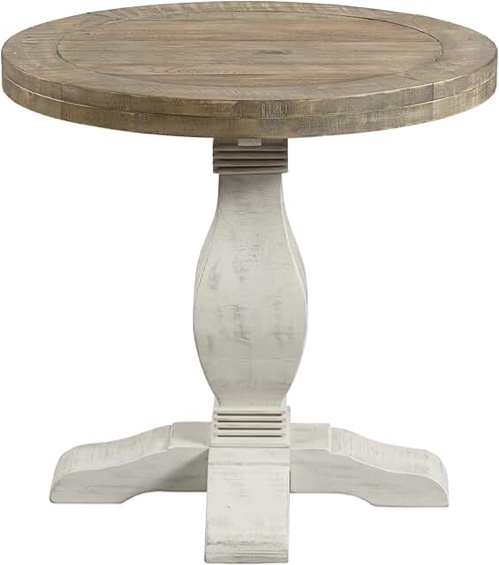 Devrek 24.25'' Tall Pedestal End Table in White Washed