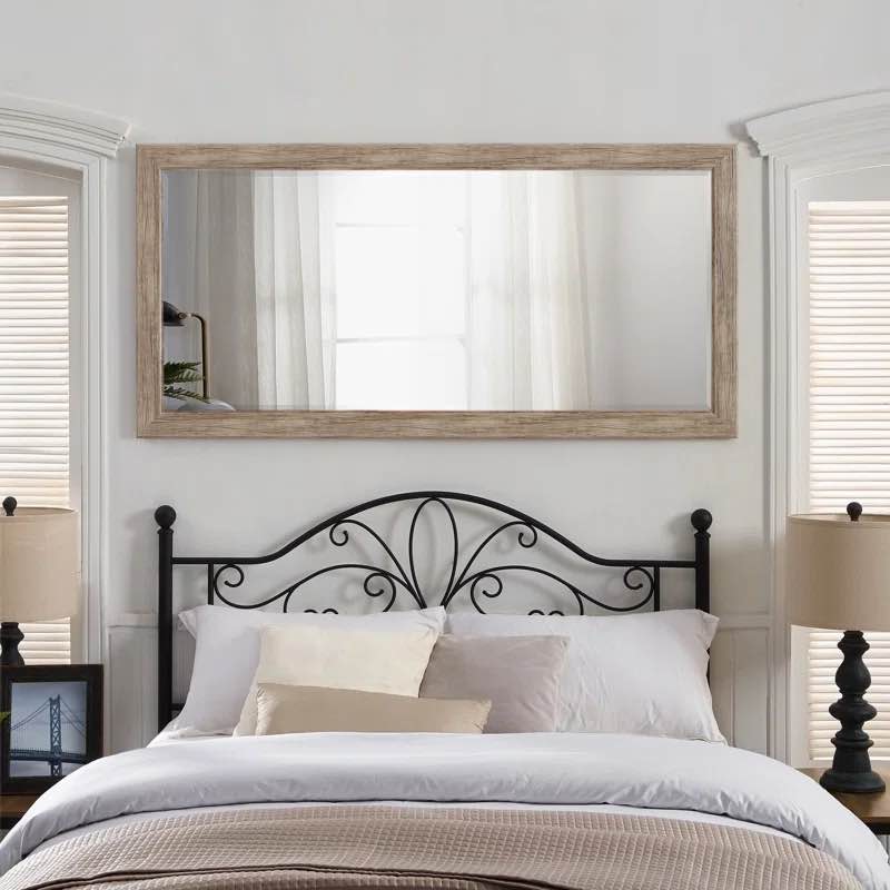 Sailee Rectangle Full Length Mirror, Faux Wood Farmhouse Mirror, Floor Mirror