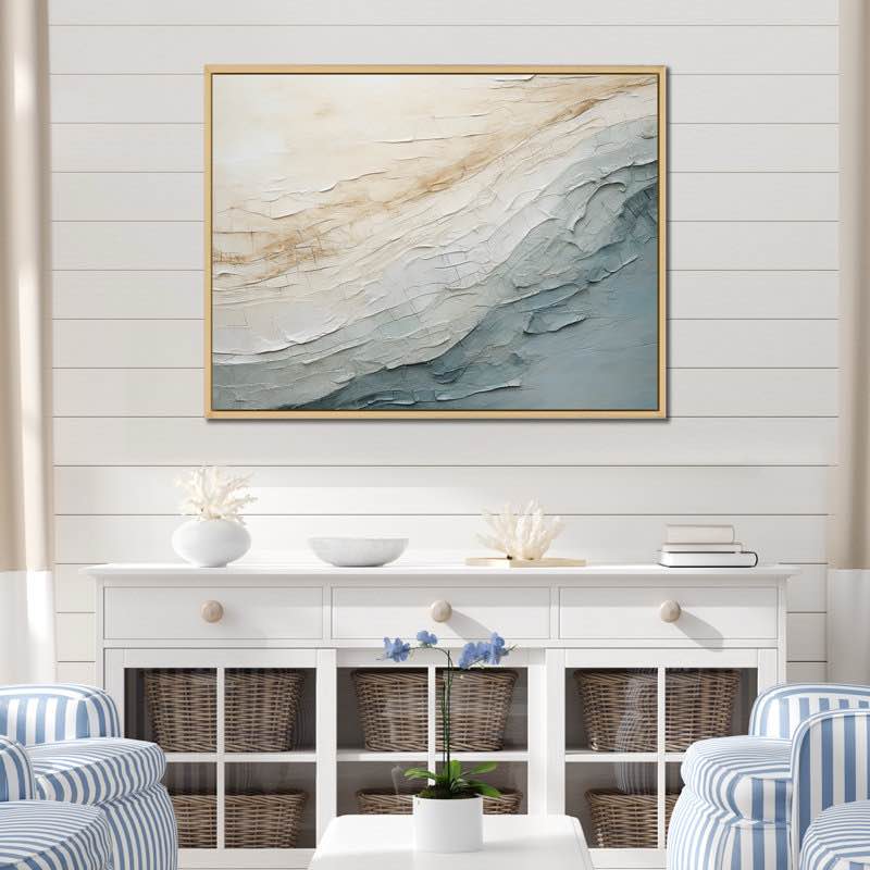 Minimalism Beige And Grey Wave Horizon I - Beach & Ocean Wall Art Prints