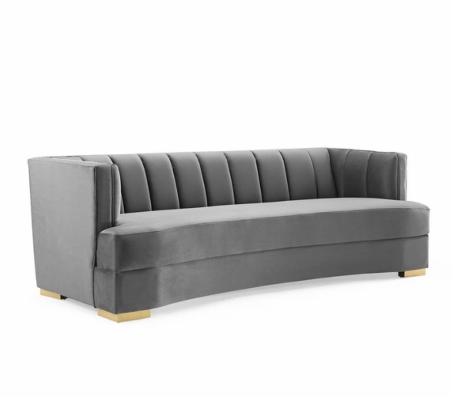 Encompass Channel Tufted Performance Velvet Curved Sofa