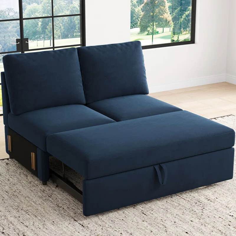 Armless Double Seat Module Pullout Sofa Bed Module For Modular Sectional Sofa