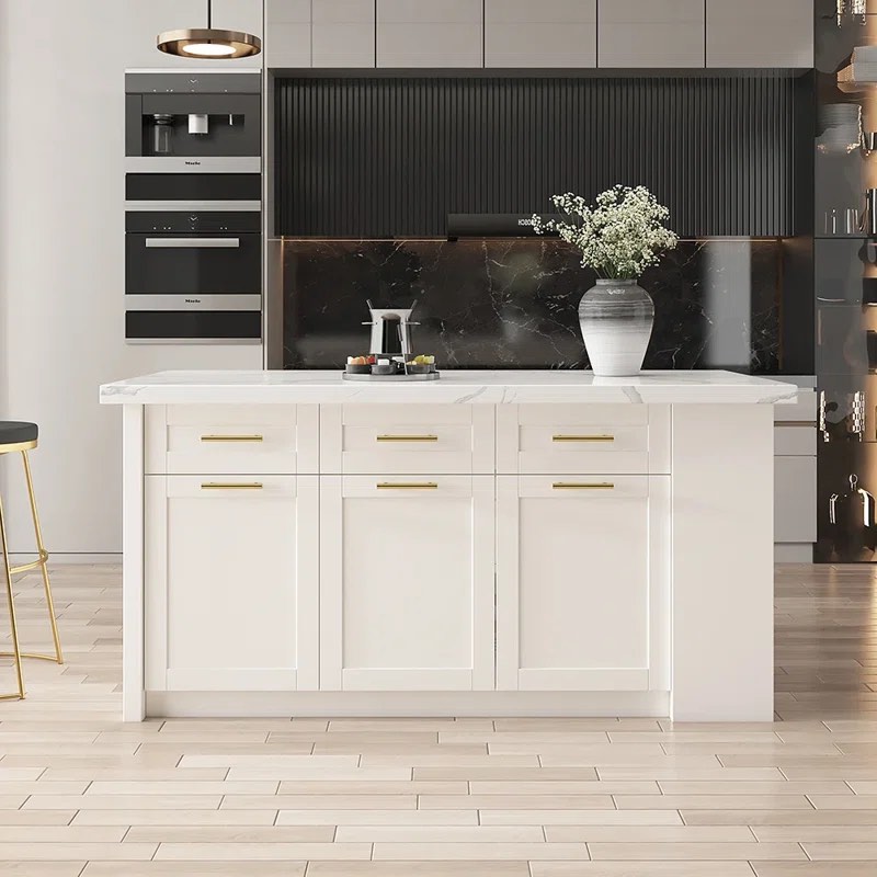 Kitchen Island with Manufactured Wood Top and Storage Modern Kitchen Cabinet