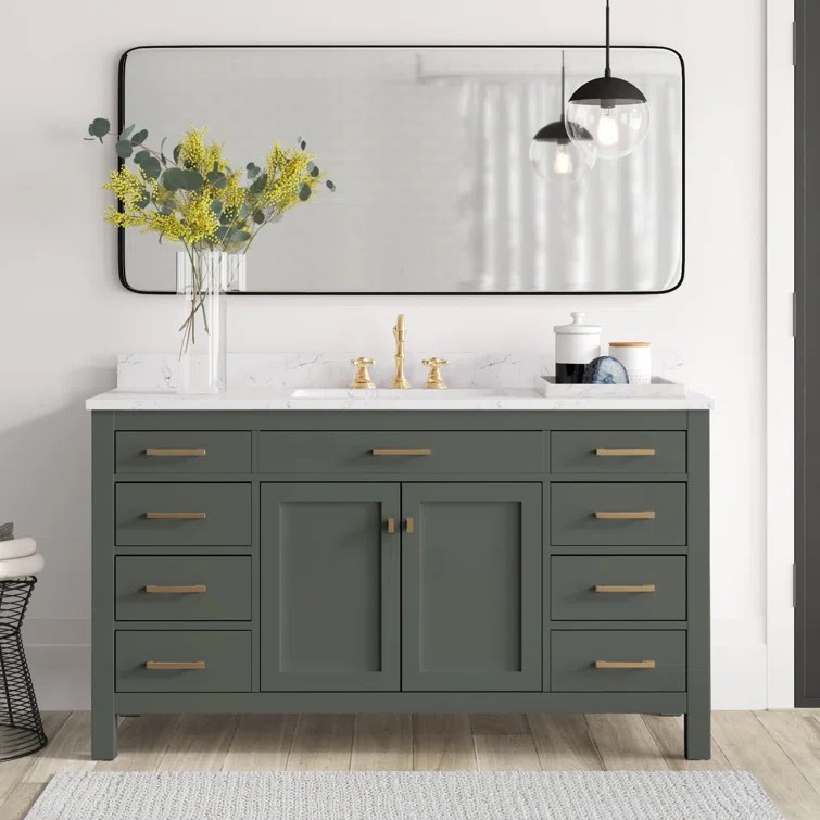 Saur 60'' Single Bathroom Vanity with Engineered Stone Top