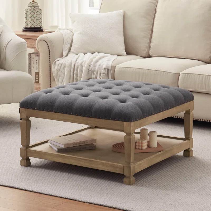 Cristan 33" W Upholstered Square Storage Ottoman