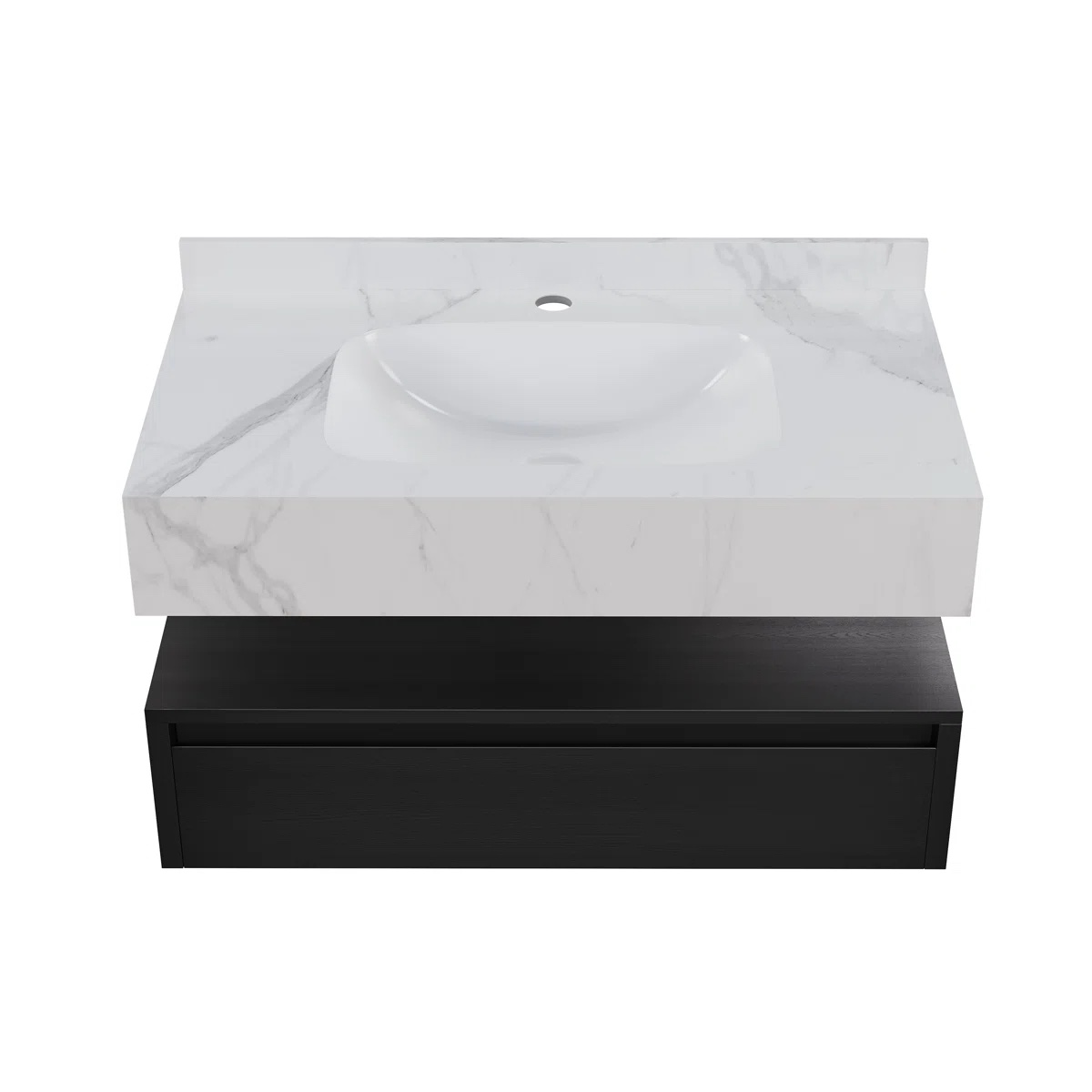 Avancer 36" Wall-Mounted Bathroom Vanity With White Marble Sink Top