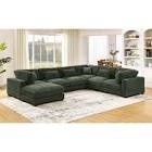 INCOMPLETE CORNER ONLY Arliz 7 - Piece 144" Wide Reversible Modular Corner Sectional with Ottoman Body Fabric: Dark Blue Corduroy