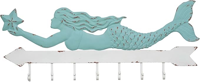 metal mermaid wall decor with hooks incomplete
