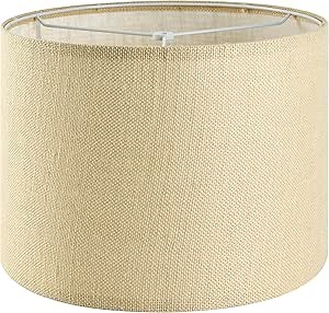 GO&SO Natural Burlap Medium Drum Lamp Shades 13" Top x 13" Bottom x 10" High (Spider) Farmhouse Brown Lampshade for Table Lamp & Bedside Lamp - Handcrafted - Perfect for Rustic Décor, LS004
