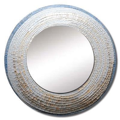 Silver Swirl Shell Fish - Nautilus Round Mirror Wall Decor_MTMIR117125
