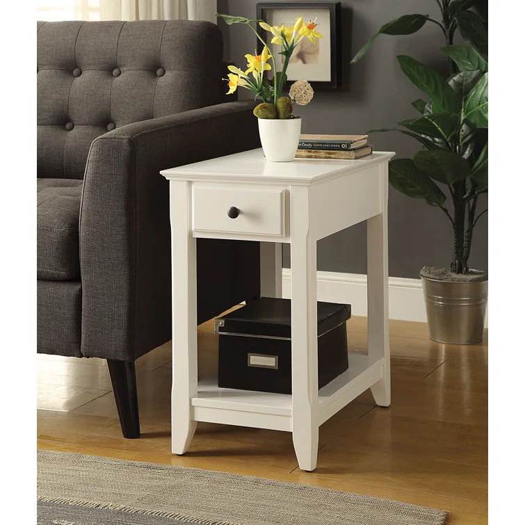Bhairavi Transitional Wooden 23"H Rectangular End Table with Storage