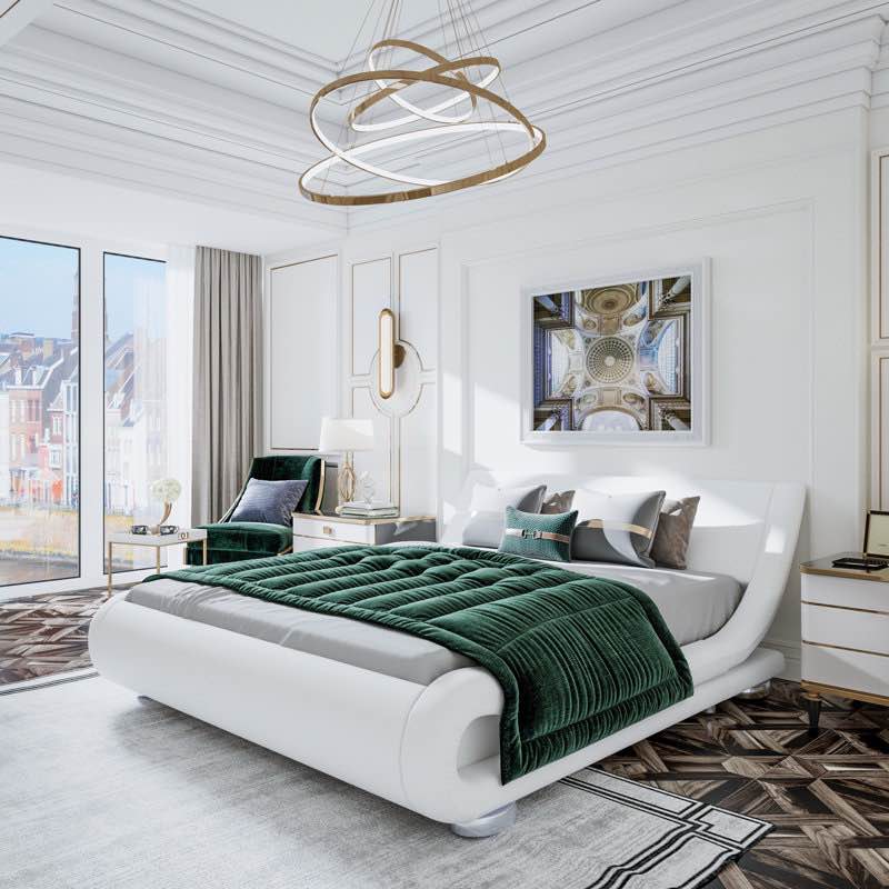 bettejean upholstered profile sleigh bed *full size* missing headboard