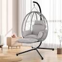 Hanging Egg Chair with Stand and Leg Rest