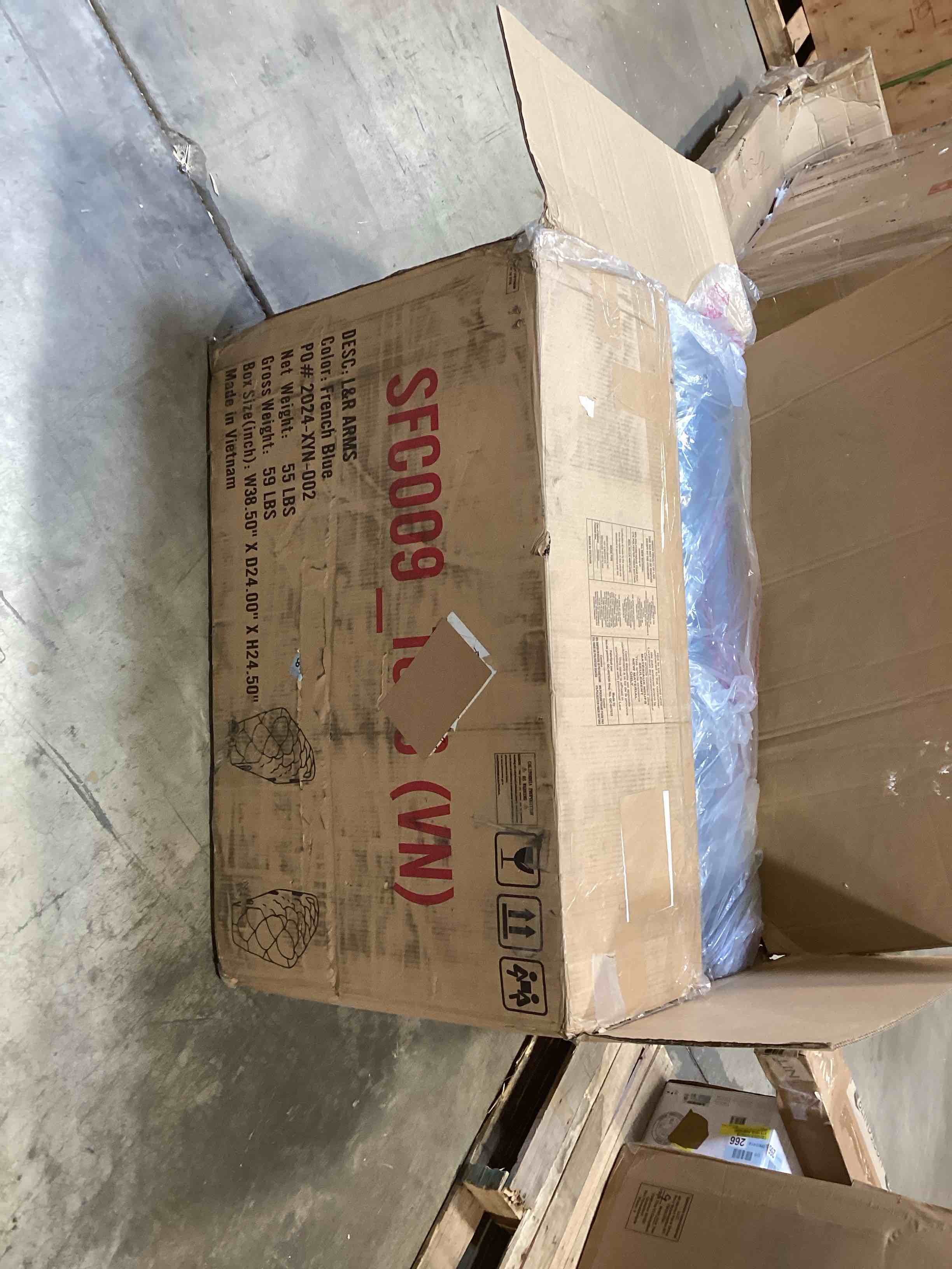 L & R French Blue Arms to Sofa 