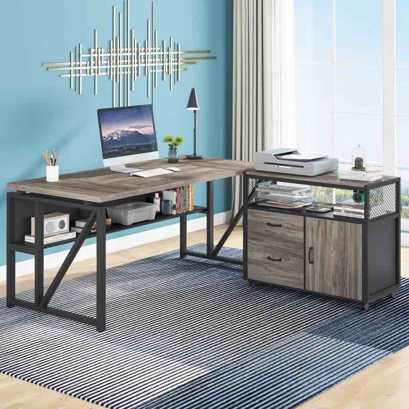 Lympsham 2 - Piece Home Office Executive Desk and Lateral File Cabinet