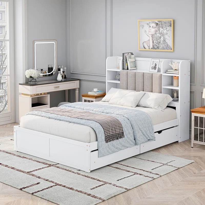 Zhaviah Upholstered Bookcase Storage Bed
