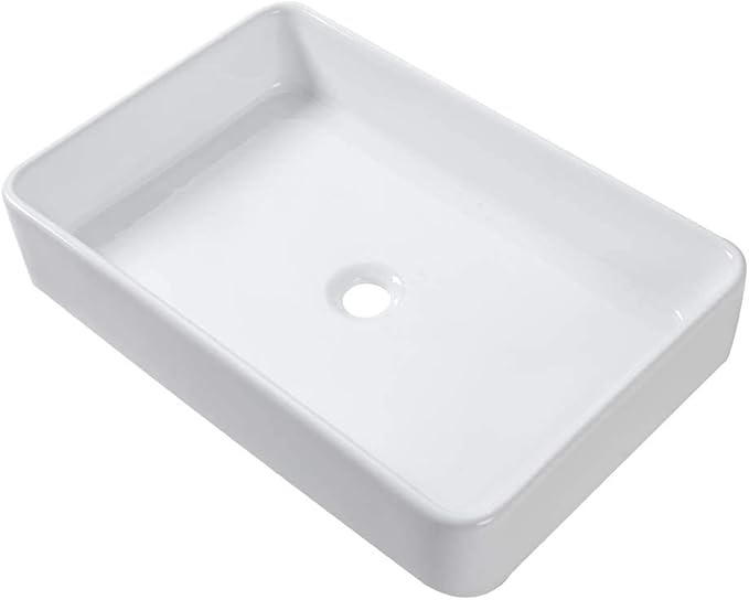 Lordear White Bathroom Sink 24"x16" Rectangle Bathroom Vessel Sink Modern Above Counter White Farmhouse 24 Inch Bathroom Sink Porcelain Ceramic Vanity Sink Art Basin