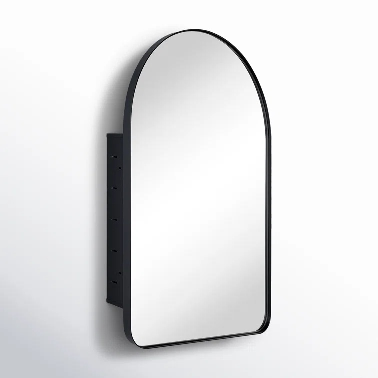 Brenai Recessed Framed 1 Door Medicine Cabinet with 2 Adjustable Shelves