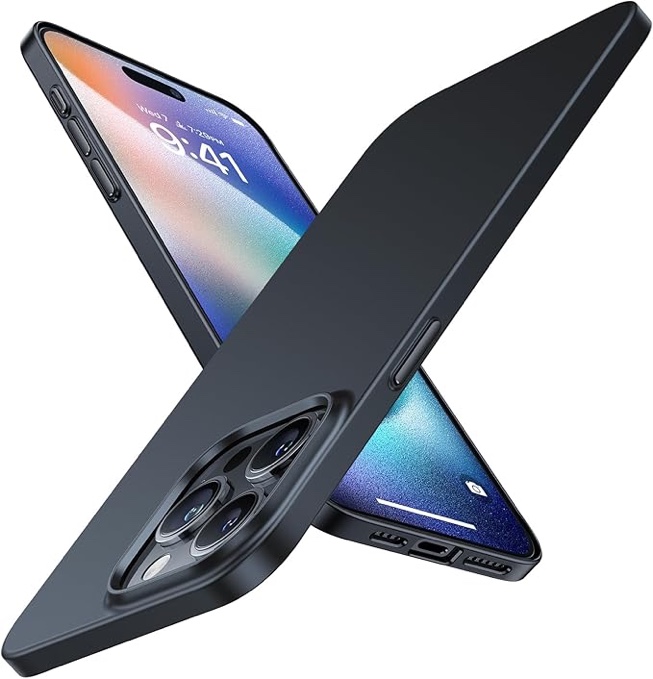 TORRAS Slim-Fit Designed for iPhone 15 Pro Case, Ultra Thin 15 Pro Phone Case, Velvety Feel, Lightweight Anti-Scratch Matte Hard iPhone 15 Pro Case 6.1 inch, Black