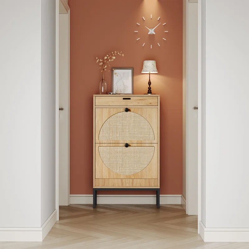 Cerina Boho Natural Rattan Shoe Storage Cabinet