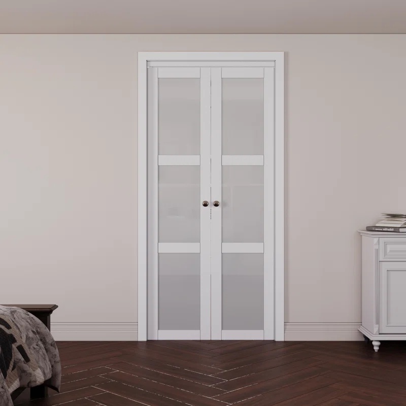 Solid Manufactured Wood And Glass Pivot-French Door With Installation Hardware Kit