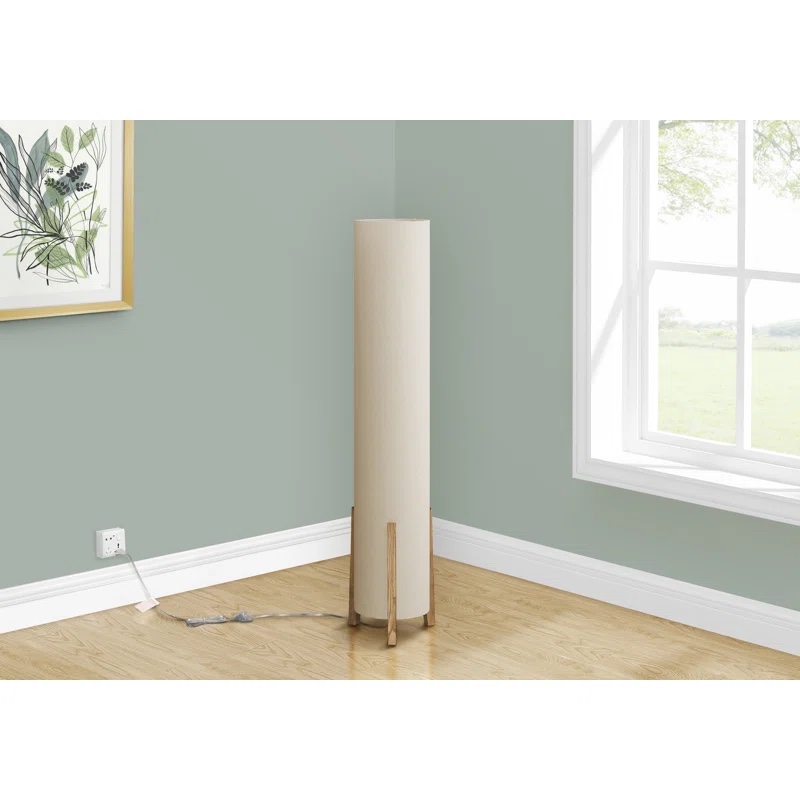 Lighting, 50"h, Floor Lamp, Brown Wood Look, Ivory / Cream Shade, Contemporary