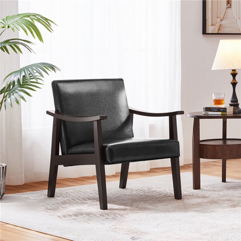 Asmat 24.5" W Faux Leather Armchair Leg Color: