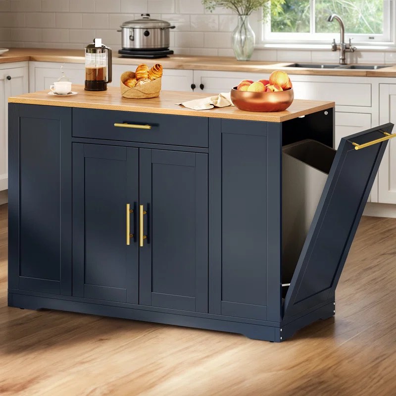 Cushing Rolling Kitchen Island with Manufactured Wood Top
